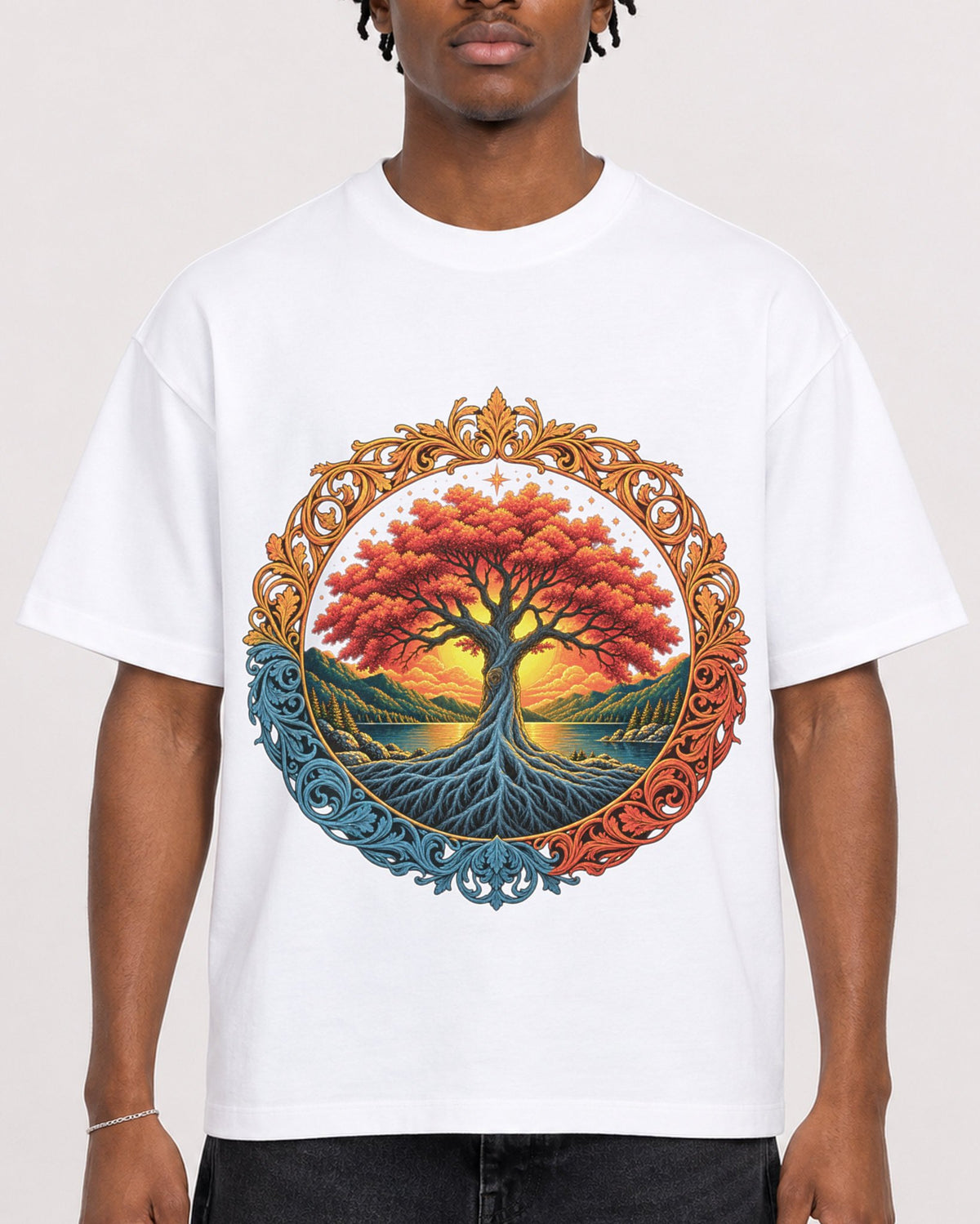 Mockup Boxy Heavyweight Tee White male close-up 05