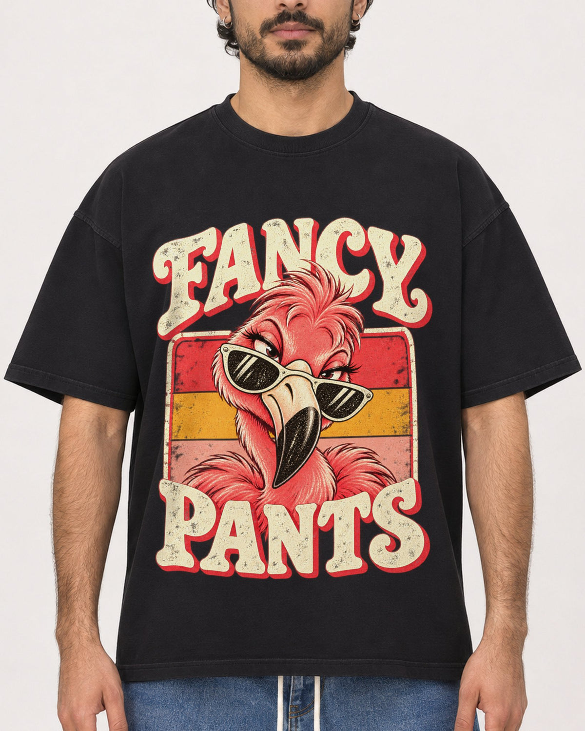Mockup Boxy Heavyweight Tee Black male close-up 47