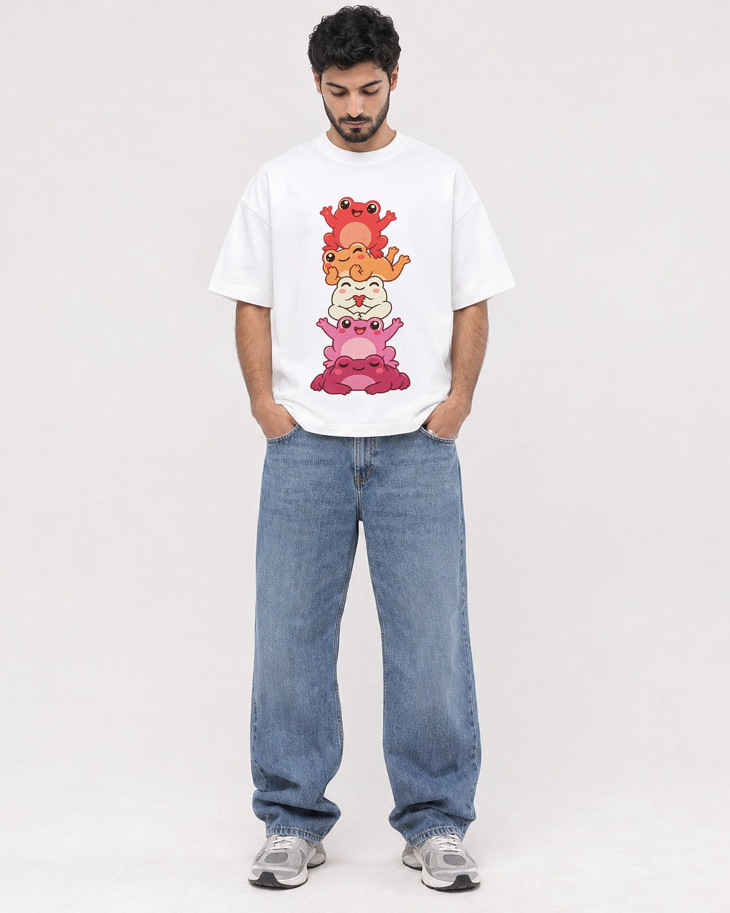 Mockup Boxy Heavyweight Tee White male full-body 07
