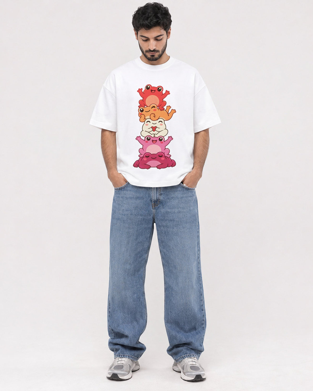 Mockup Boxy Heavyweight Tee White male full-body 07