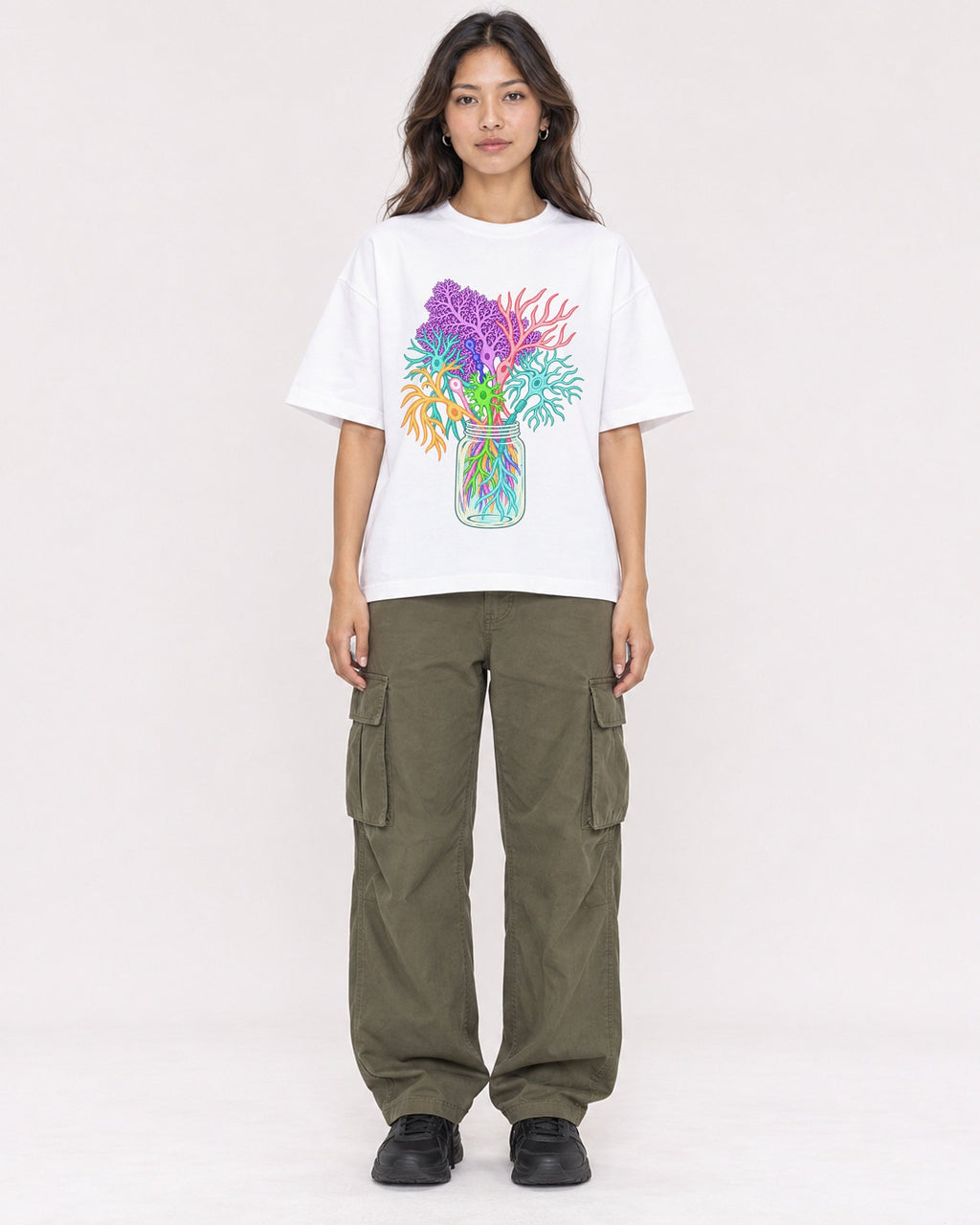 Mockup Boxy Heavyweight Tee White female full-body 02