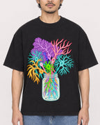 Mockup Boxy Heavyweight Tee Black male close-up 02