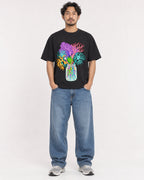 Mockup Boxy Heavyweight Tee Black male full-body 02