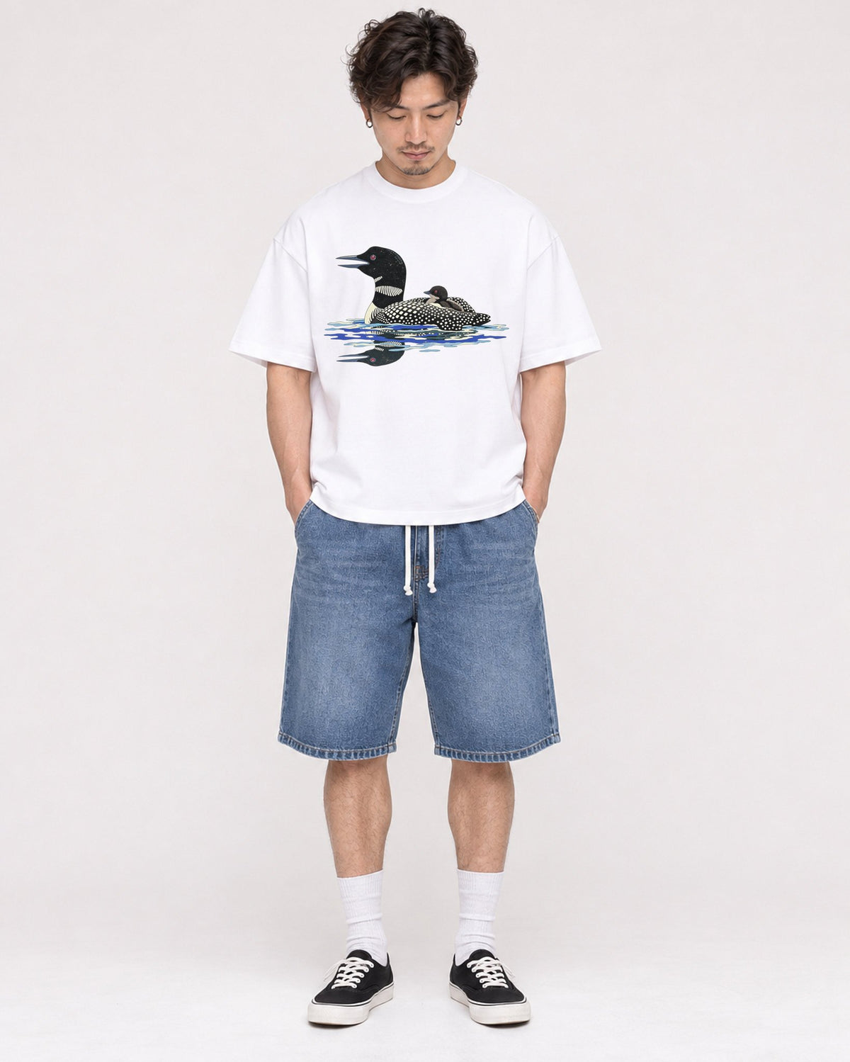 Mockup Boxy Heavyweight Tee White male full-body 03