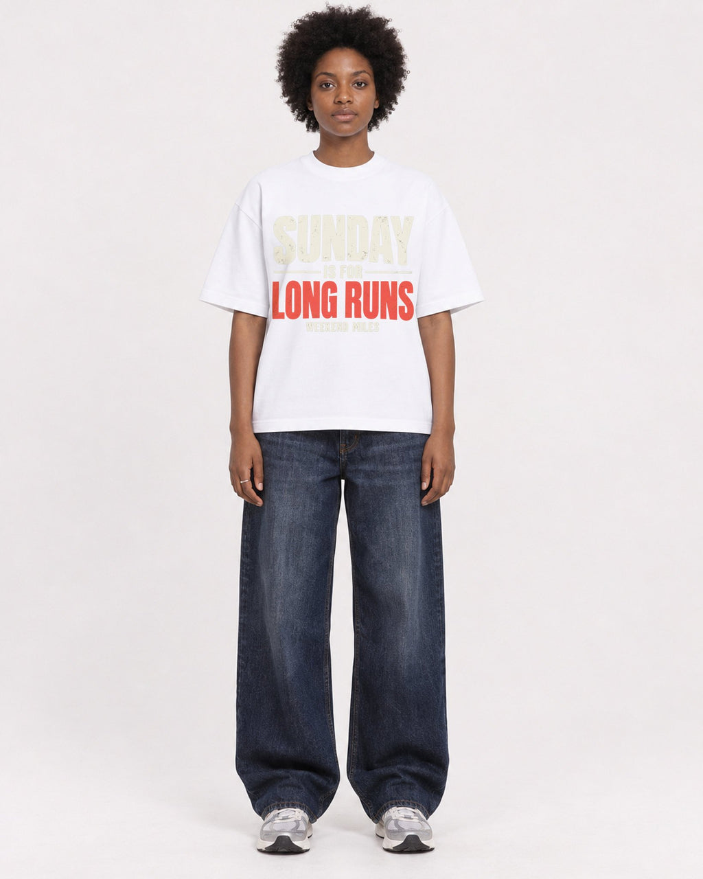 Mockup Boxy Heavyweight Tee White female full-body 14