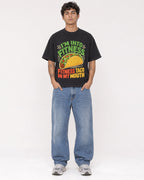 Mockup Boxy Heavyweight Tee Black male full-body 06