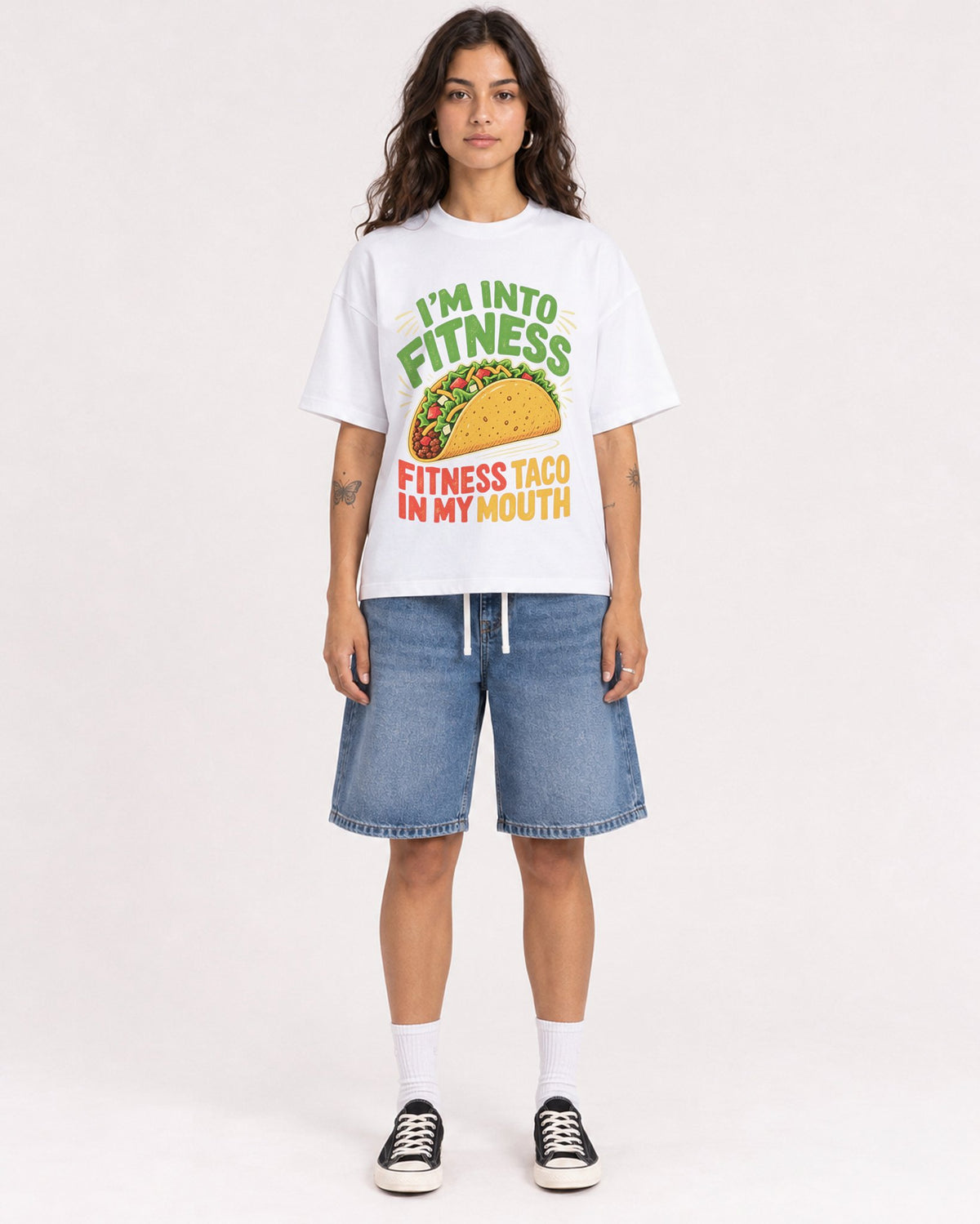 Mockup Boxy Heavyweight Tee White female full-body 06