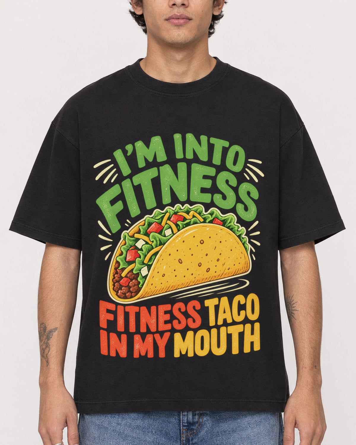 Mockup Boxy Heavyweight Tee Black male close-up 06