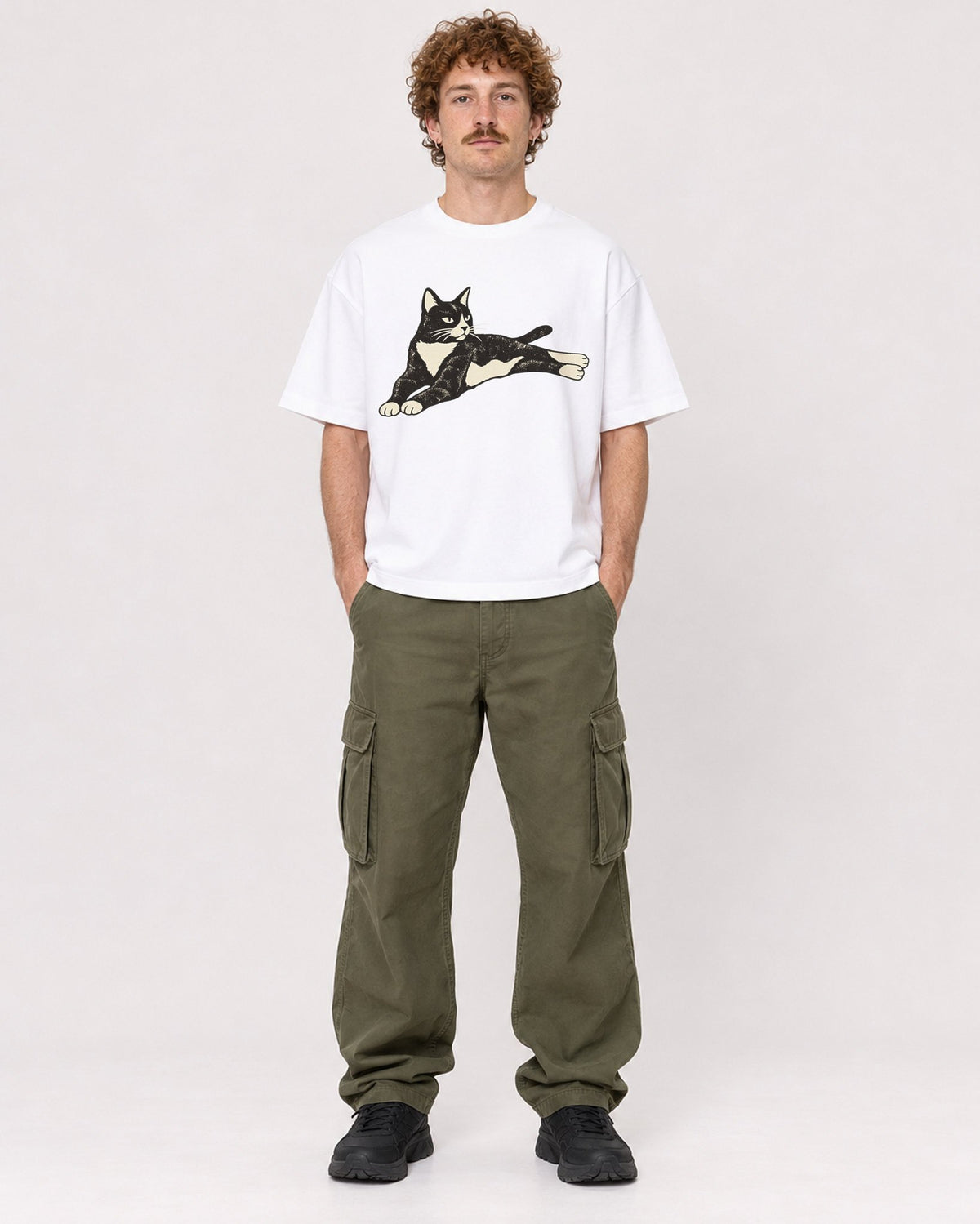 Mockup Boxy Heavyweight Tee White male full-body 09