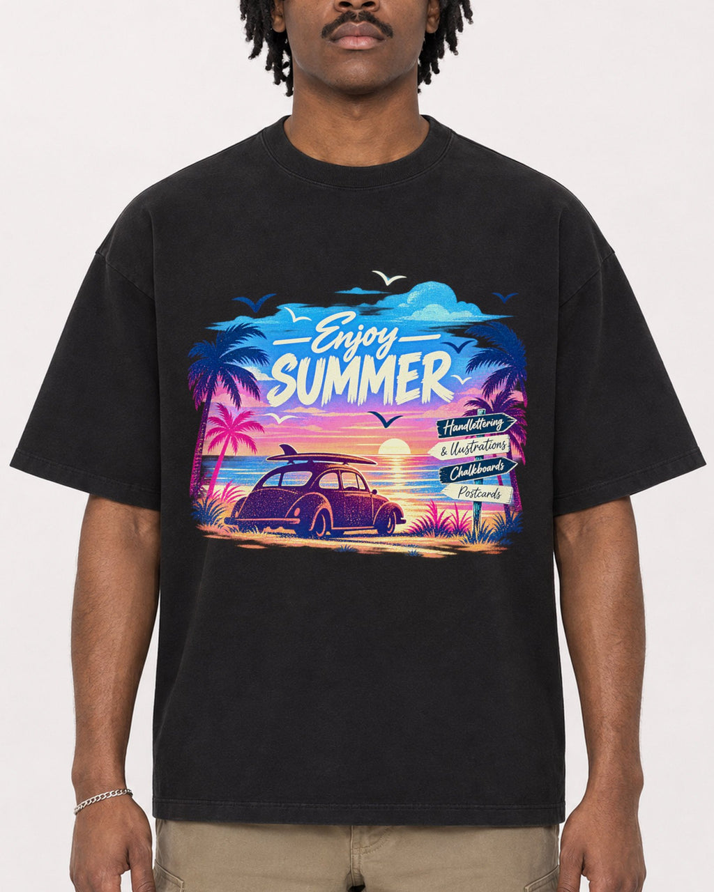 Mockup Boxy Heavyweight Tee Black male close-up 04