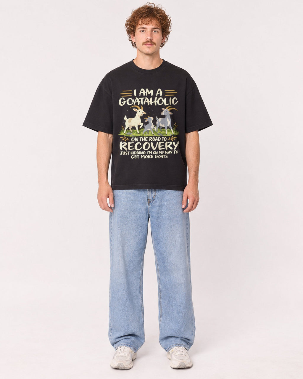 Mockup Boxy Heavyweight Tee Black male full-body 09