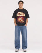 Mockup Boxy Heavyweight Tee Black male full-body 10