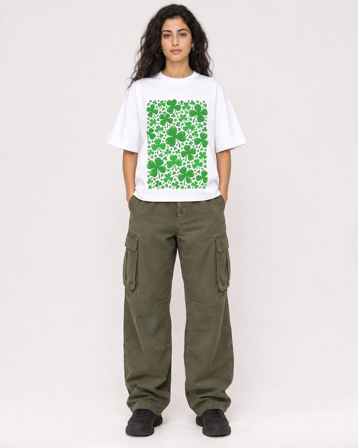 Mockup Boxy Heavyweight Tee White female full-body 07