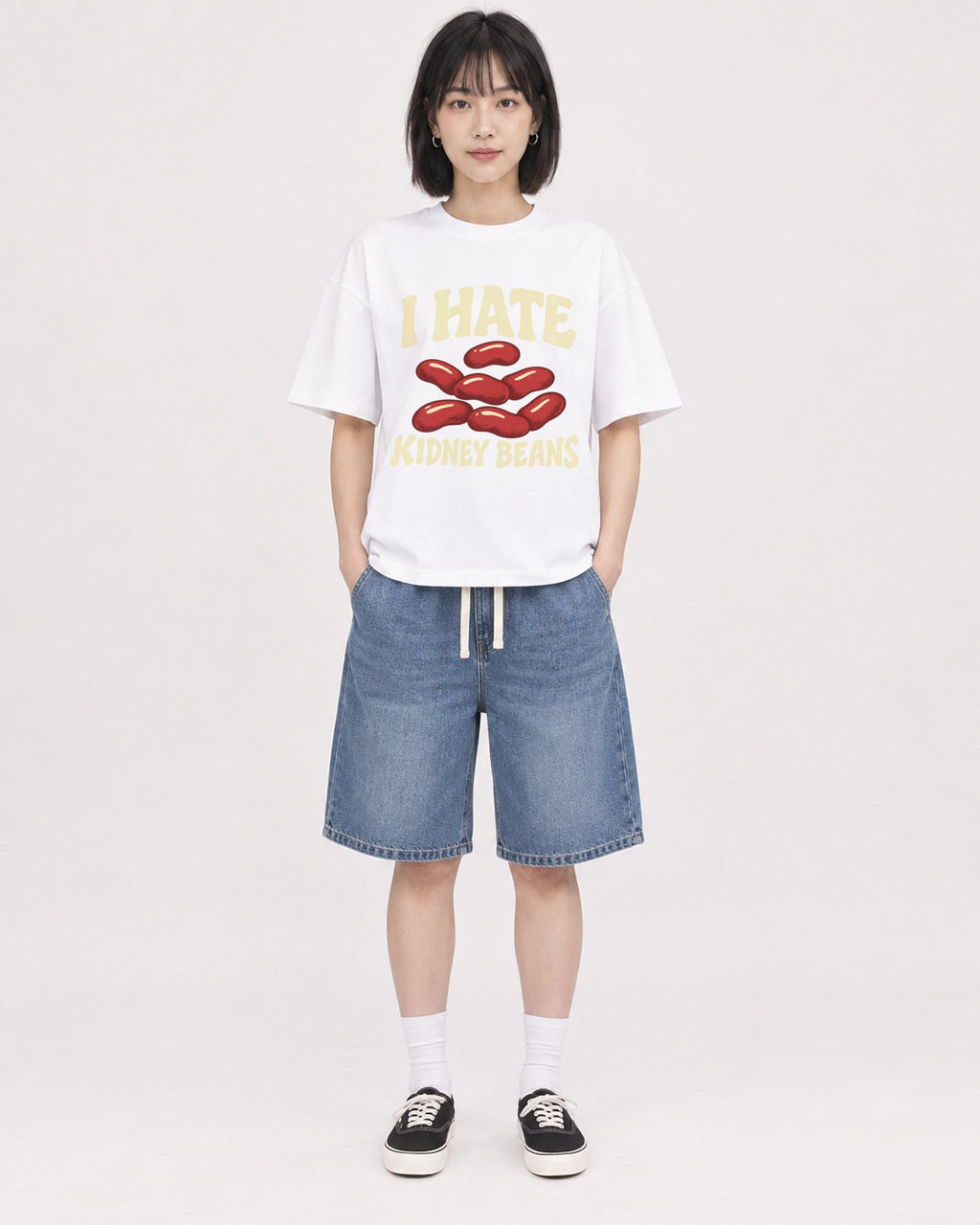 Mockup Boxy Heavyweight Tee White female full-body 11