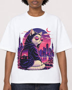 Mockup Boxy Heavyweight Tee White female close-up 14