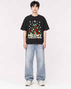Mockup Boxy Heavyweight Tee Black male full-body 01