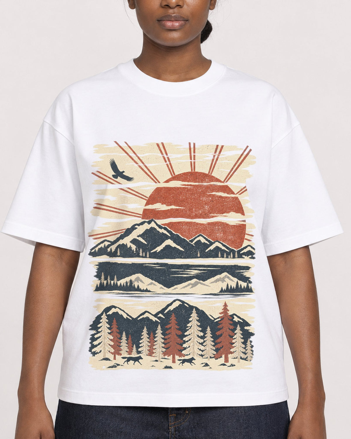 Mockup Boxy Heavyweight Tee White female close-up 34