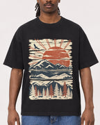 Mockup Boxy Heavyweight Tee Black male close-up 34
