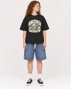 Mockup Boxy Heavyweight Tee Black female full-body 09