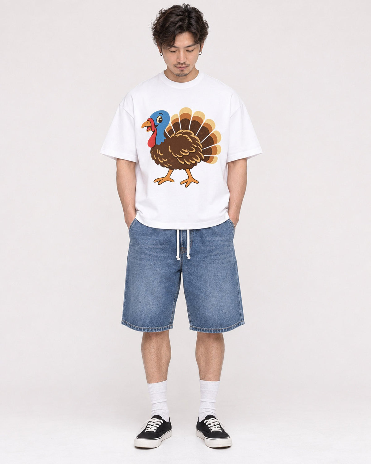 Mockup Boxy Heavyweight Tee White male full-body 03