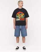 Mockup Boxy Heavyweight Tee Black male full-body 39