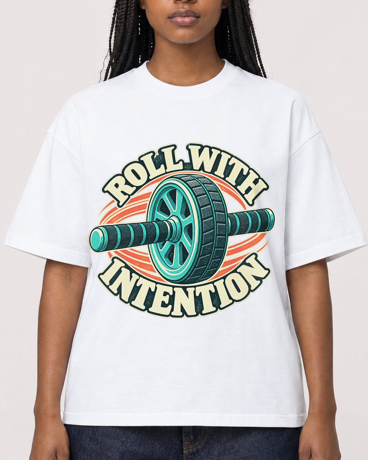 Mockup Boxy Heavyweight Tee White female close-up 04