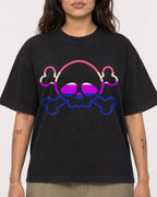 Mockup Boxy Heavyweight Tee Black female close-up 06