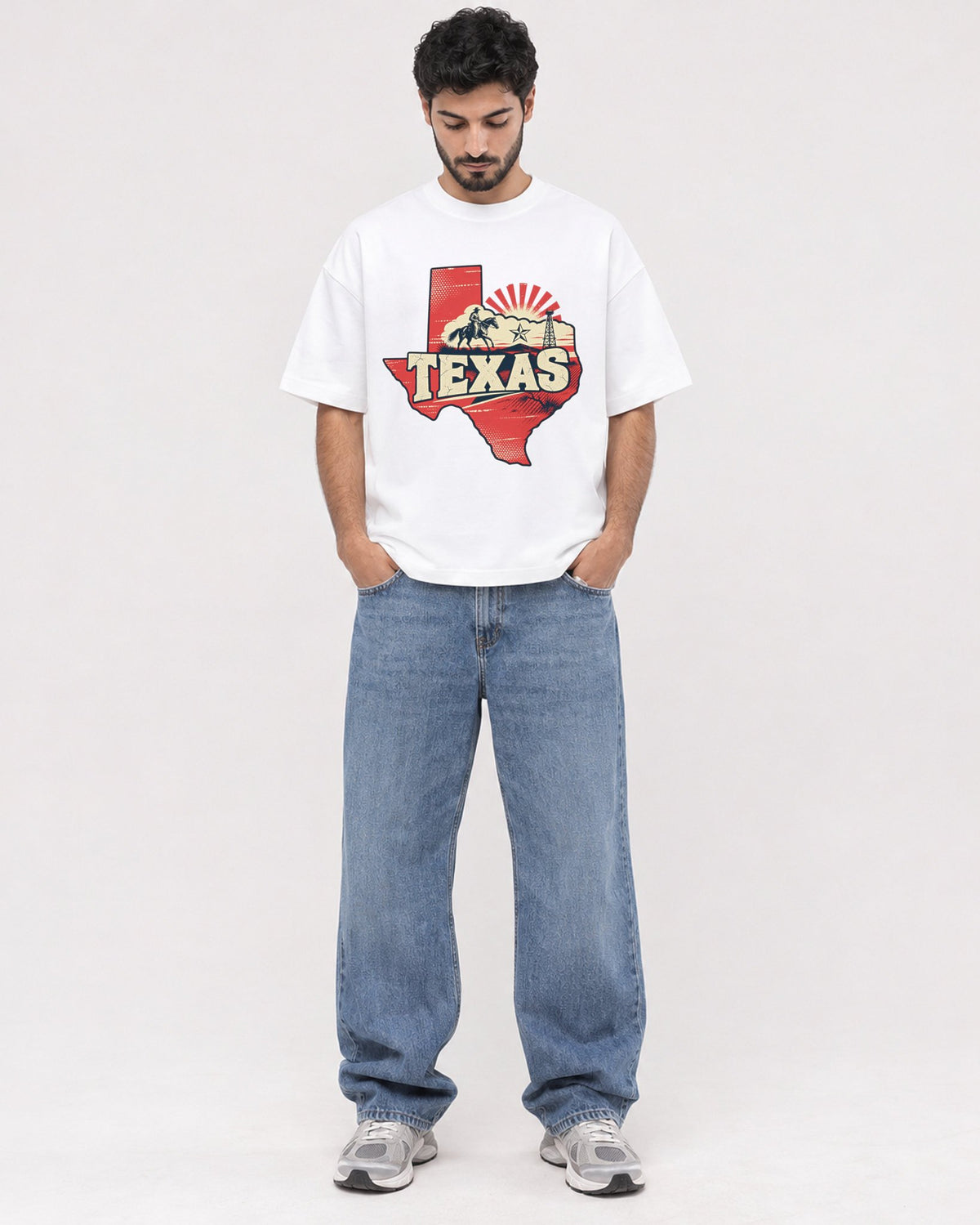 Mockup Boxy Heavyweight Tee White male full-body 07