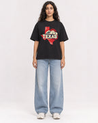 Mockup Boxy Heavyweight Tee Black female full-body 07