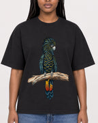 Mockup Boxy Heavyweight Tee Black female close-up 04