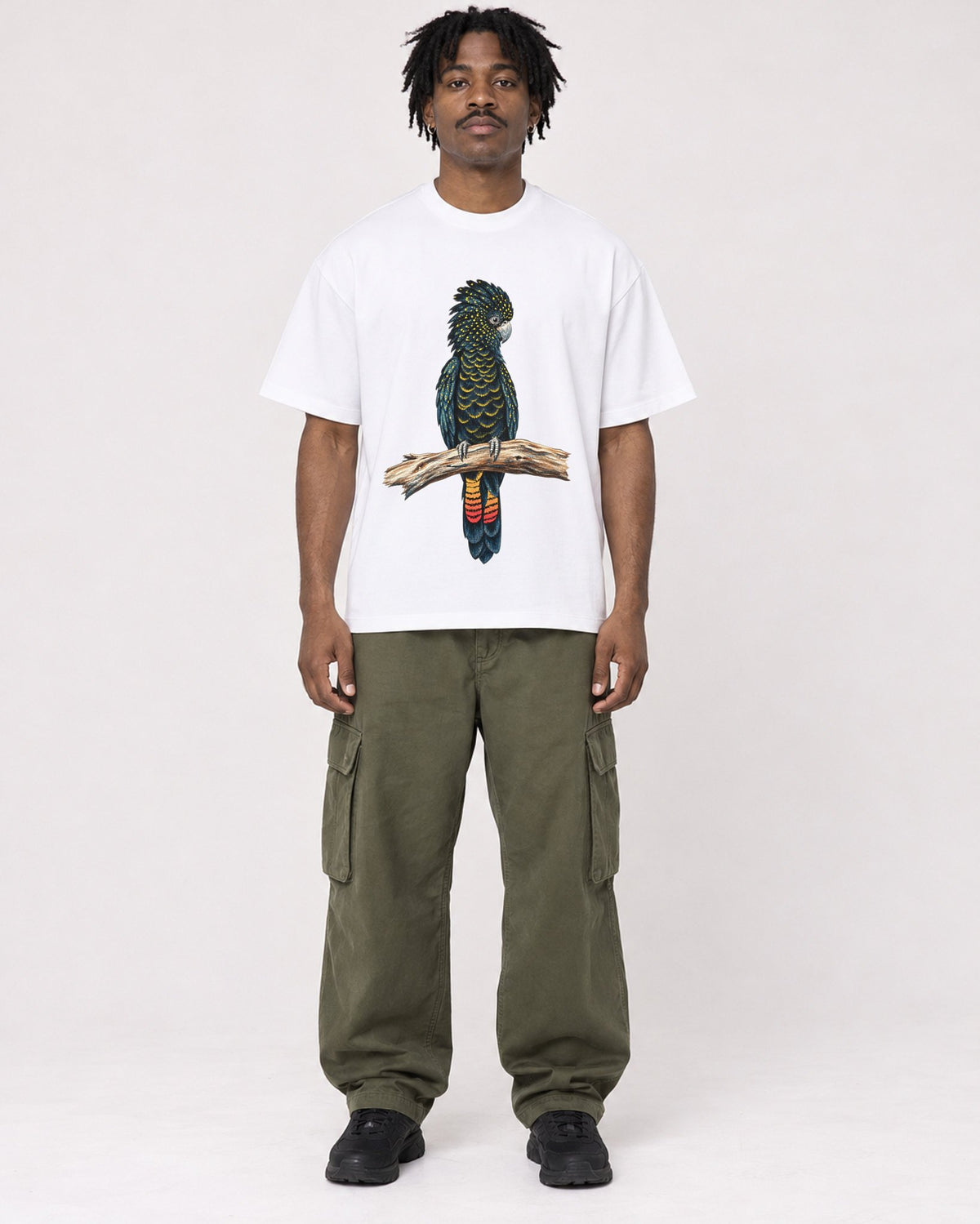 Mockup Boxy Heavyweight Tee White male full-body 04