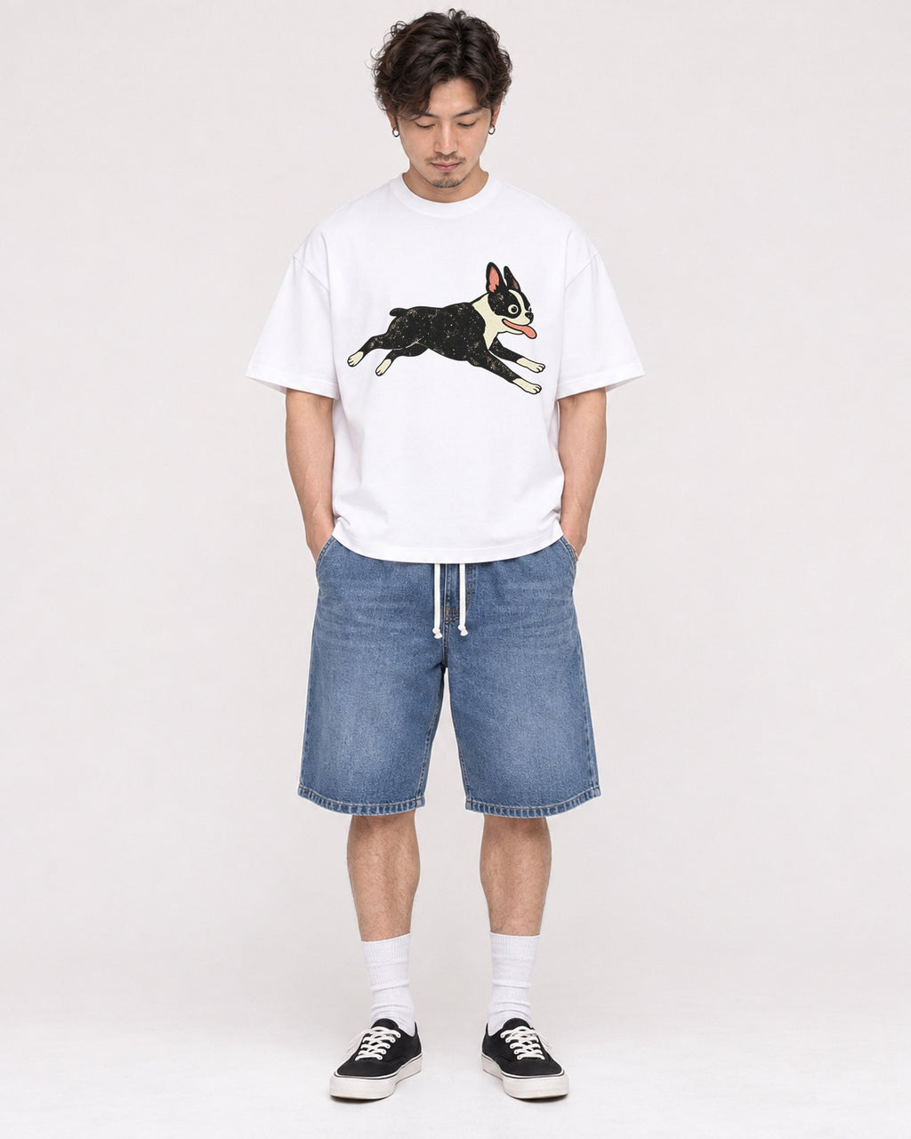 Mockup Boxy Heavyweight Tee White male full-body 03
