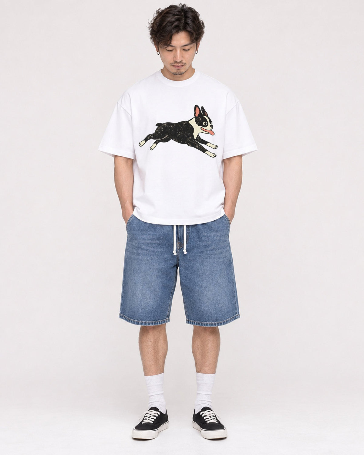 Mockup Boxy Heavyweight Tee White male full-body 03