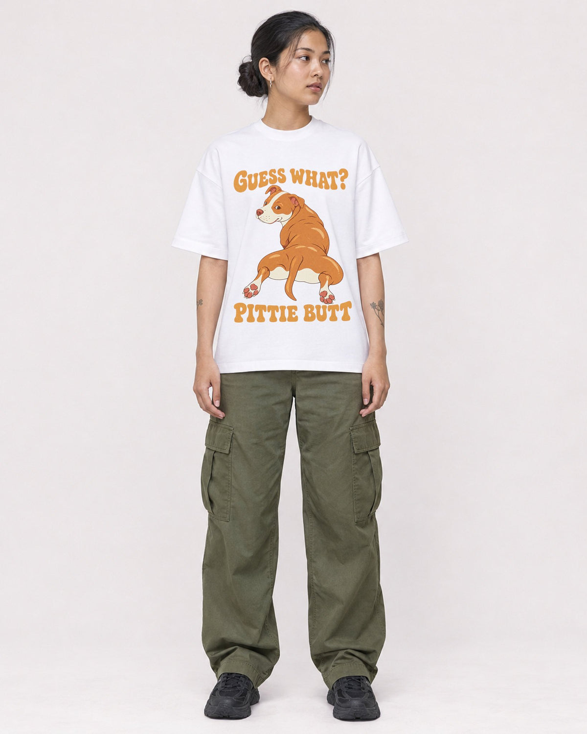 Mockup Boxy Heavyweight Tee White female full-body 12