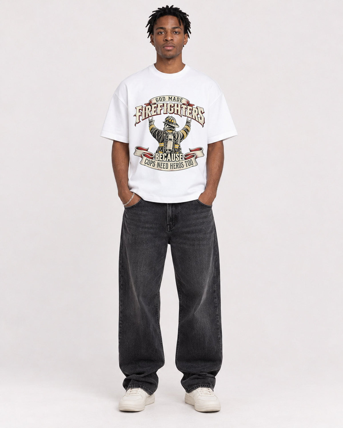 Mockup Boxy Heavyweight Tee White male full-body 05