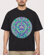 Mockup Boxy Heavyweight Tee Black male close-up 32