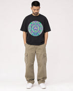 Mockup Boxy Heavyweight Tee Black male full-body 32