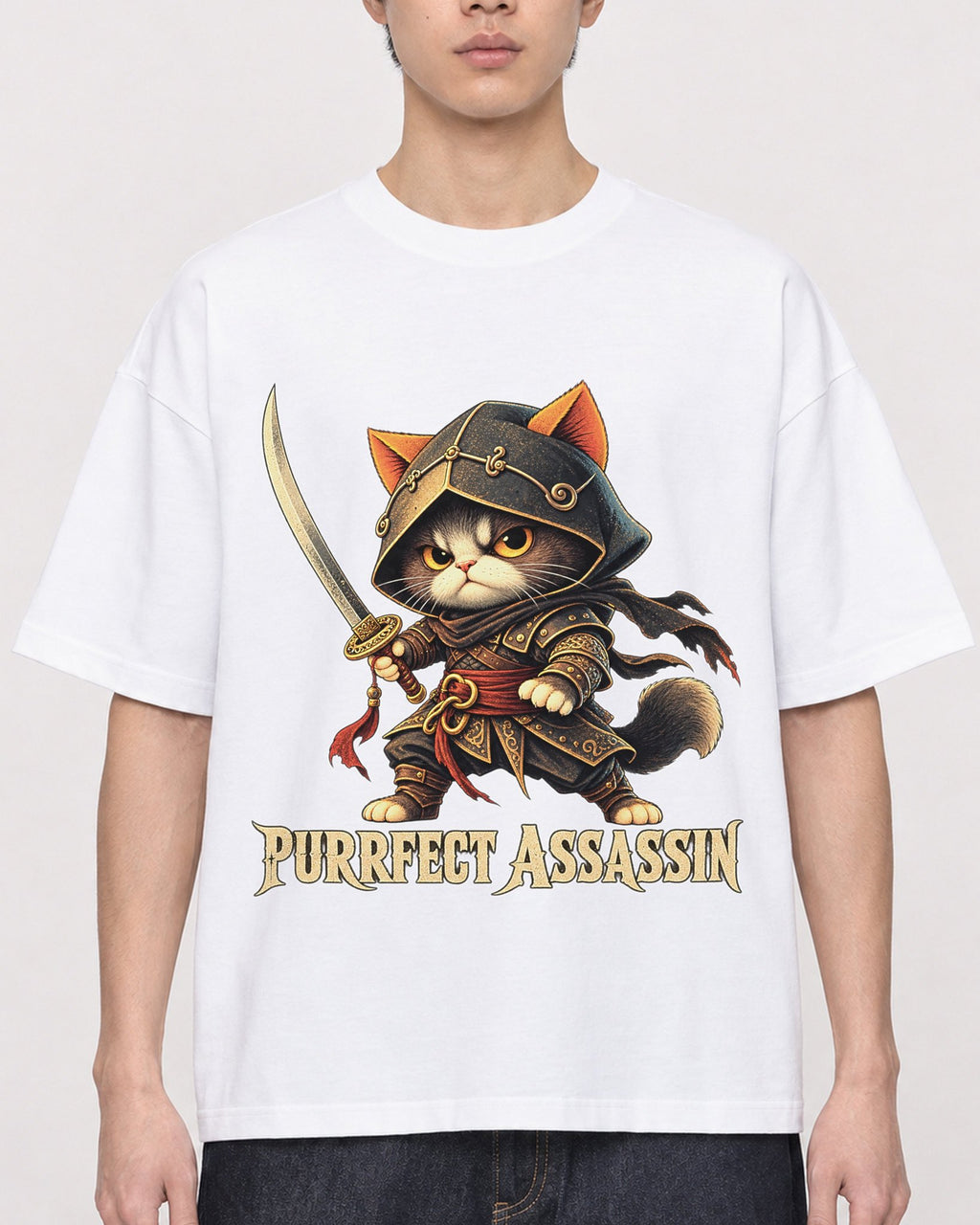 Mockup Boxy Heavyweight Tee White male close-up 01