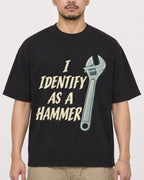Mockup Boxy Heavyweight Tee Black male close-up 32