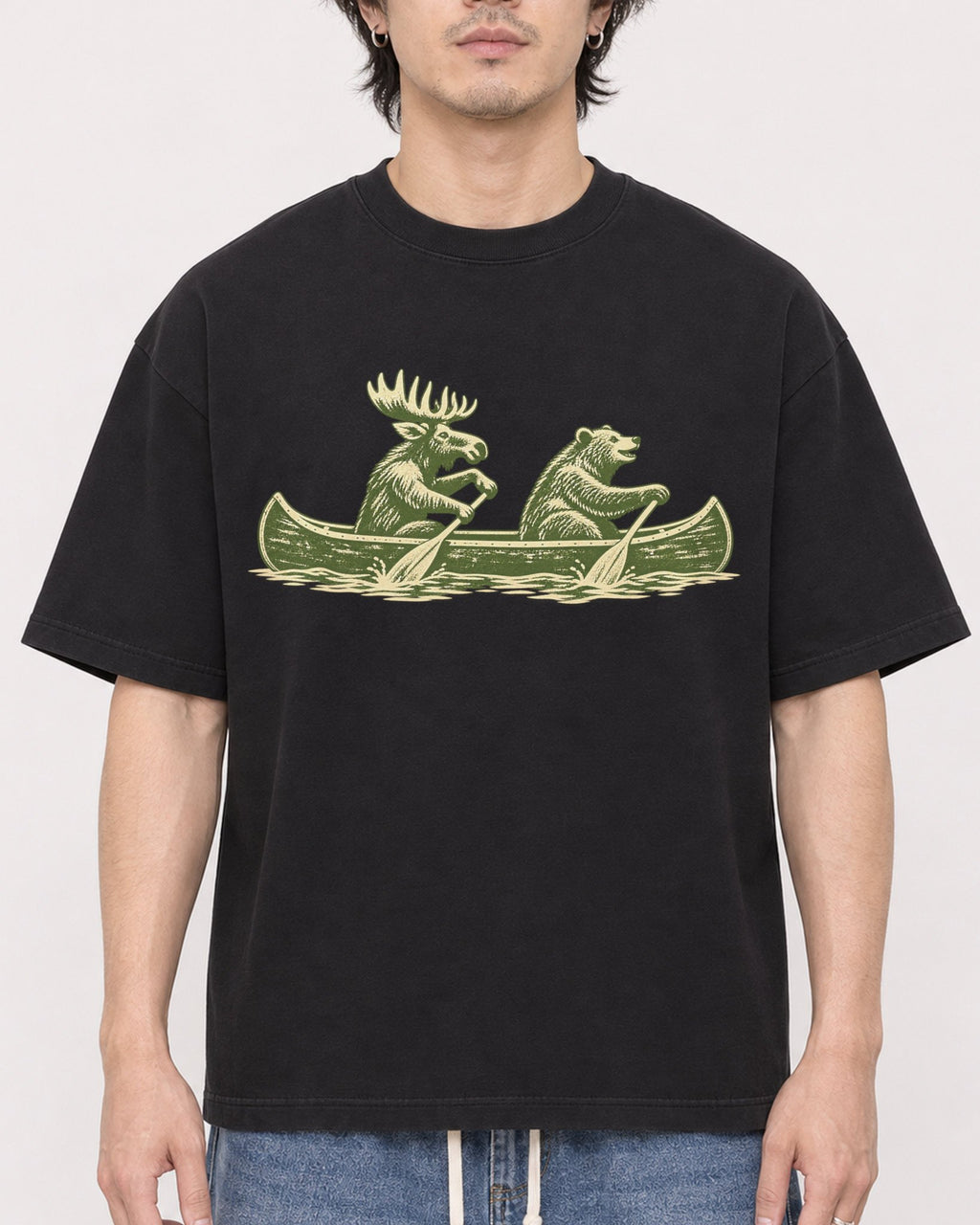 Mockup Boxy Heavyweight Tee Black male close-up 03