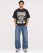 Mockup Boxy Heavyweight Tee Black male full-body 10
