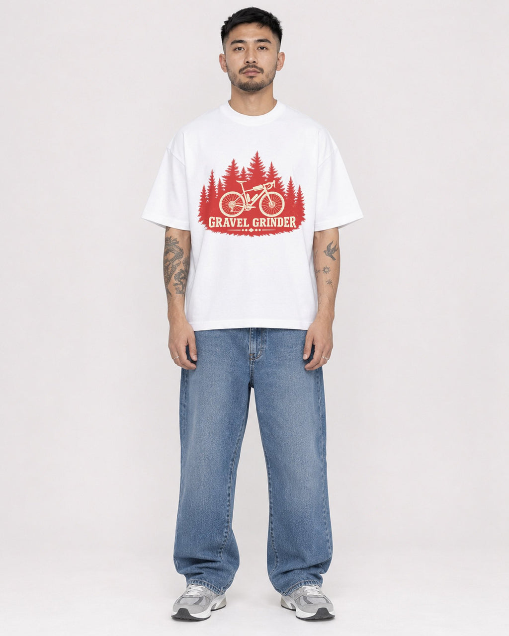 Mockup Boxy Heavyweight Tee White male full-body 12