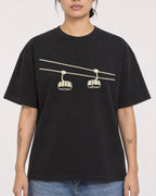 Mockup Boxy Heavyweight Tee Black female close-up 12