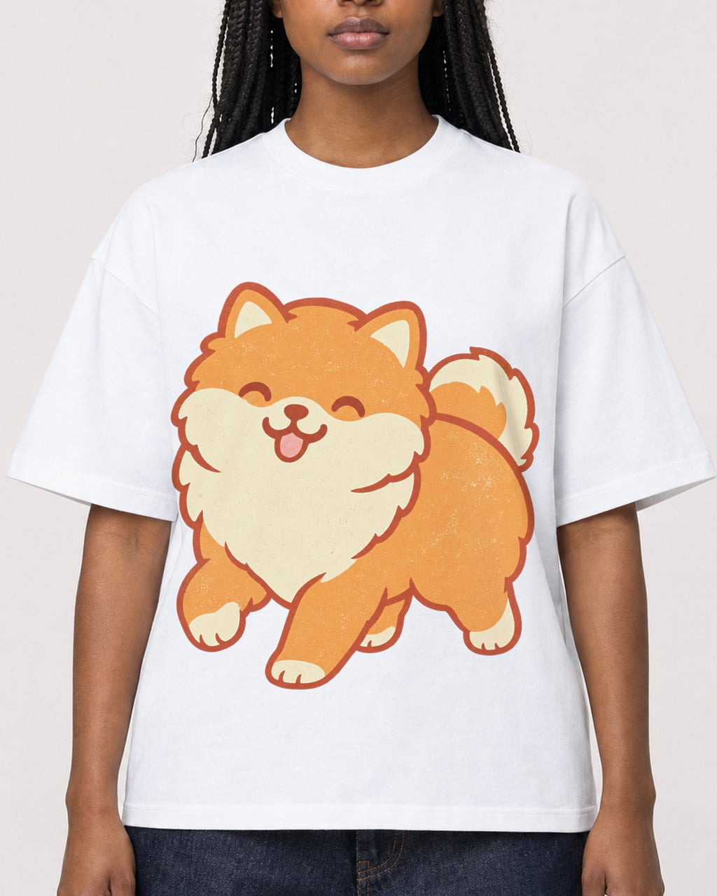 Mockup Boxy Heavyweight Tee White female close-up 04