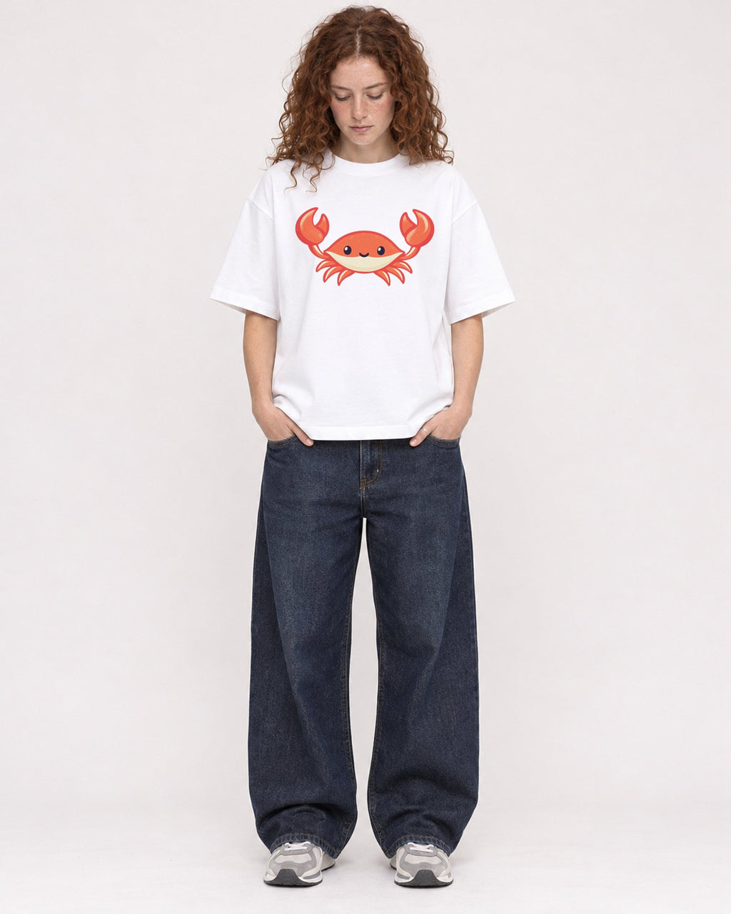 Mockup Boxy Heavyweight Tee White female full-body 09