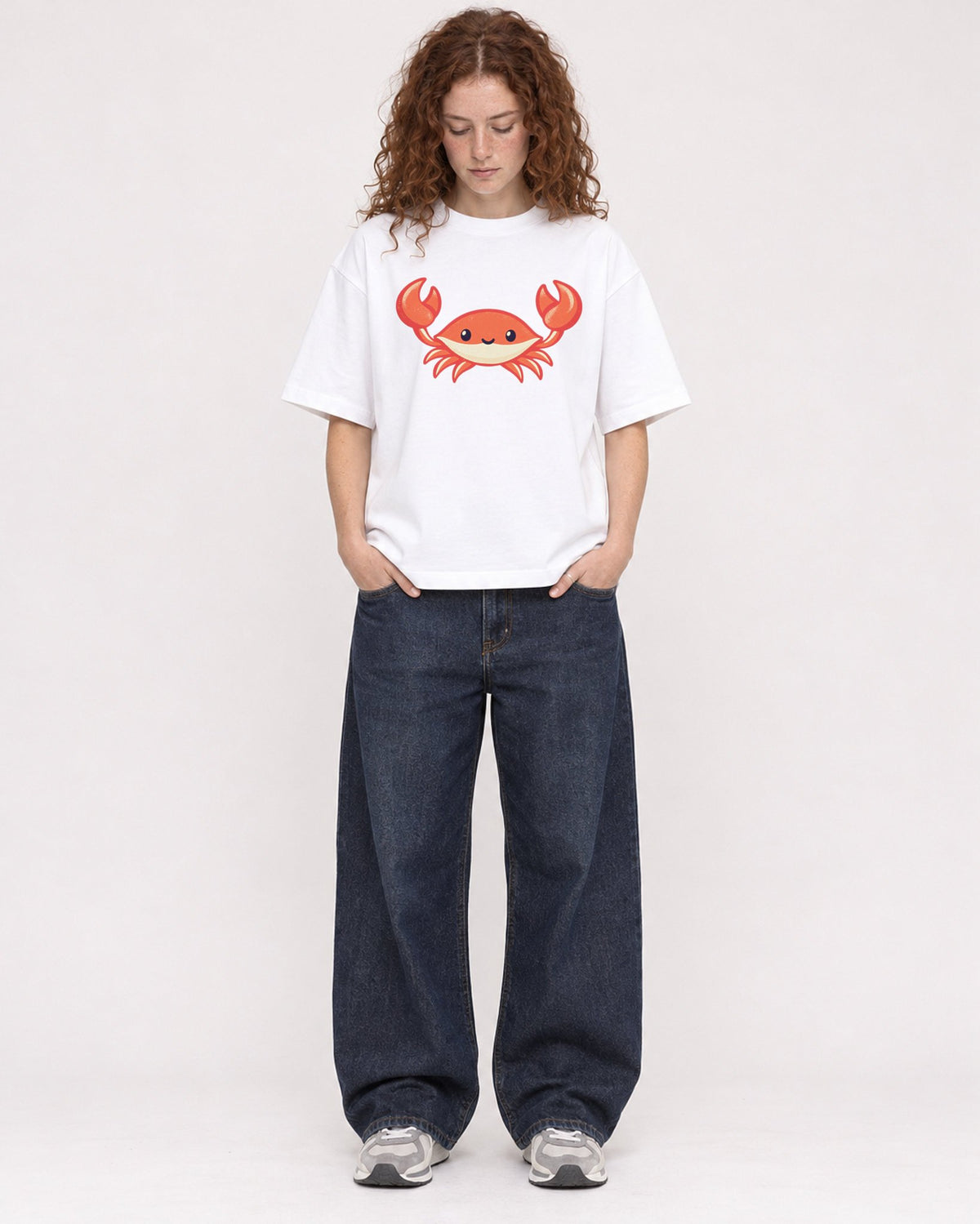 Mockup Boxy Heavyweight Tee White female full-body 09