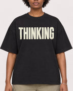 Mockup Boxy Heavyweight Tee Black female close-up 14