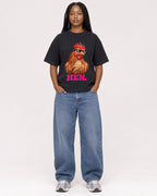 Mockup Boxy Heavyweight Tee Black female full-body 04