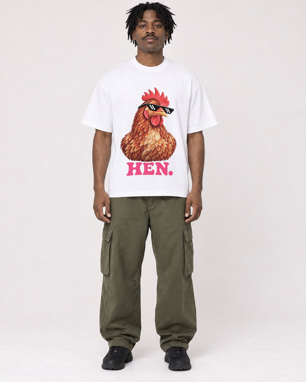 Mockup Boxy Heavyweight Tee White male full-body 04