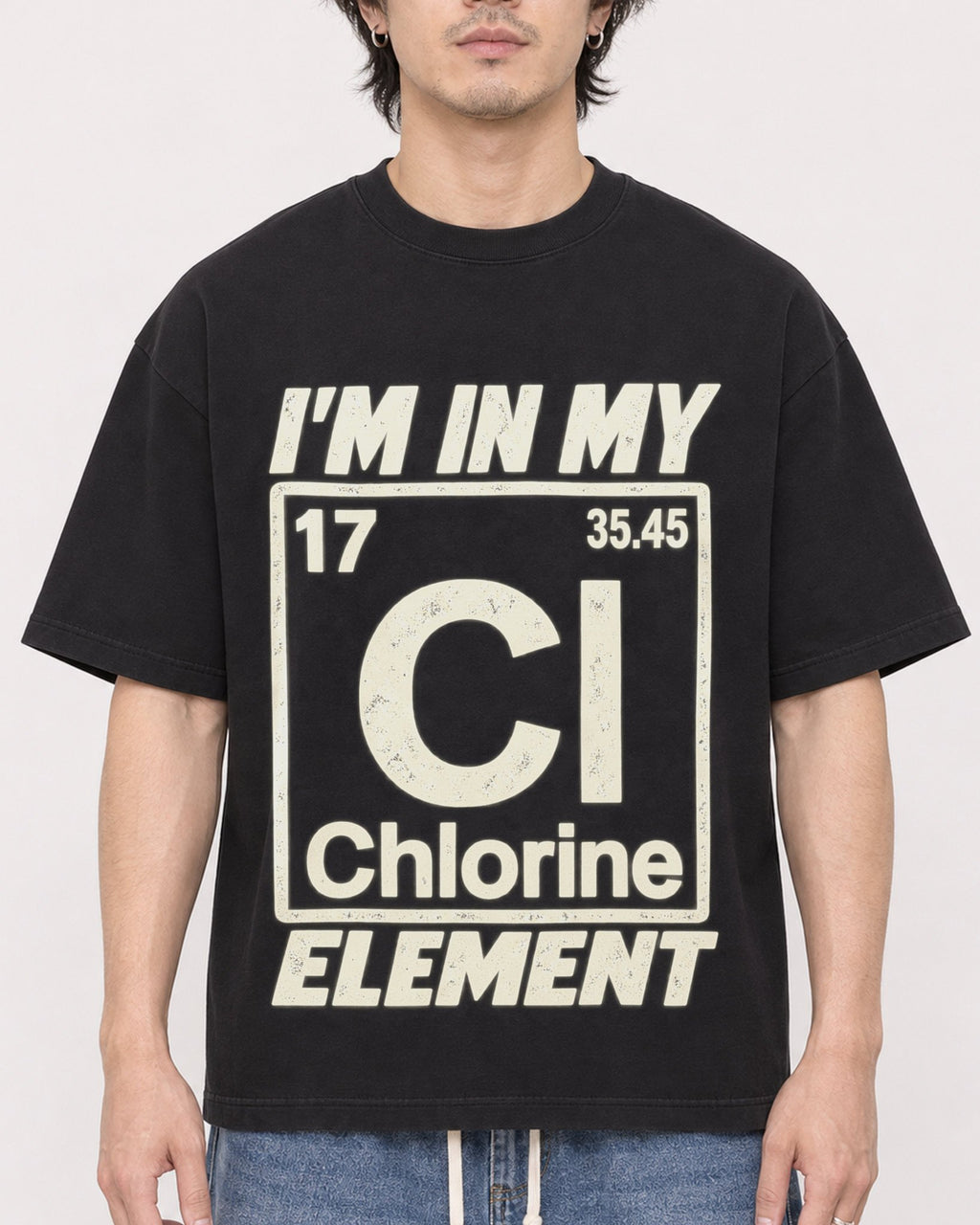 Mockup Boxy Heavyweight Tee Black male close-up 03
